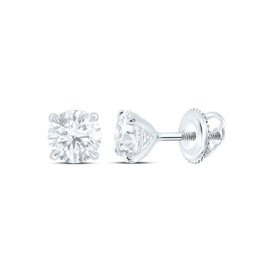 14k White Gold 1 CTW Lab Grown Diamond Fashion Round Stud Earrings