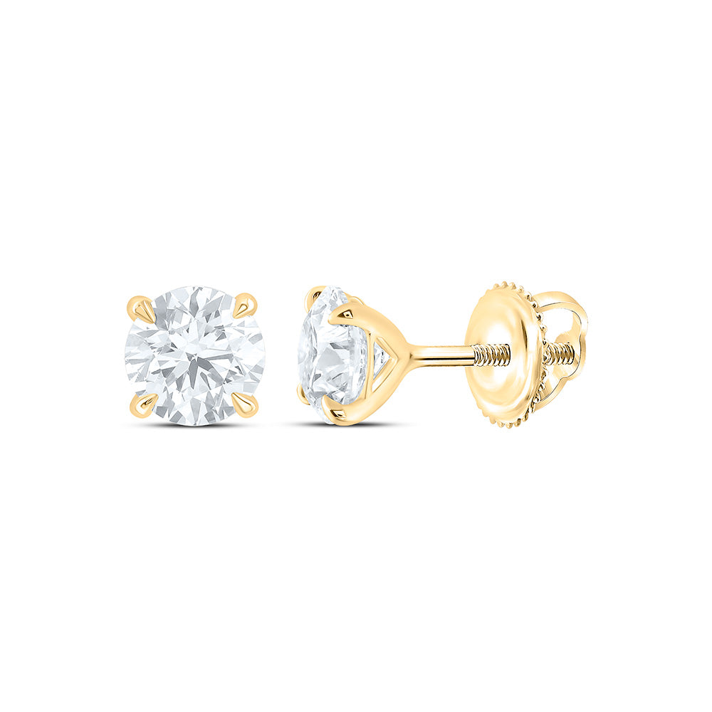 14k Yellow Gold 1 CTW Lab Grown Diamond Fashion Round Stud Earrings