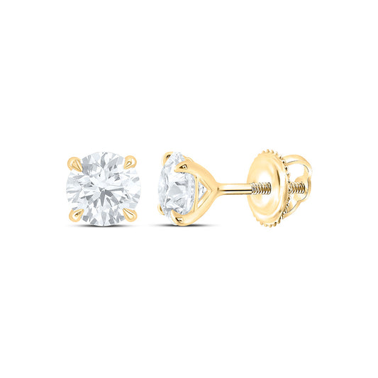 14k Yellow Gold 1 CTW Lab Grown Diamond Fashion Round Stud Earrings