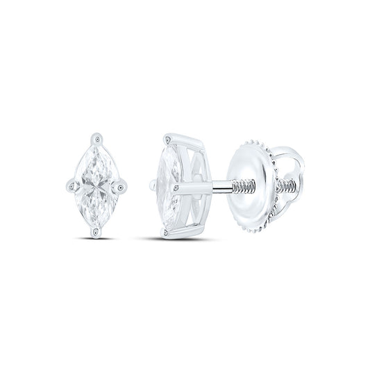 14k White Gold 0.5 CTW Lab Grown Diamond Marquise Solitarie Stud Earrings