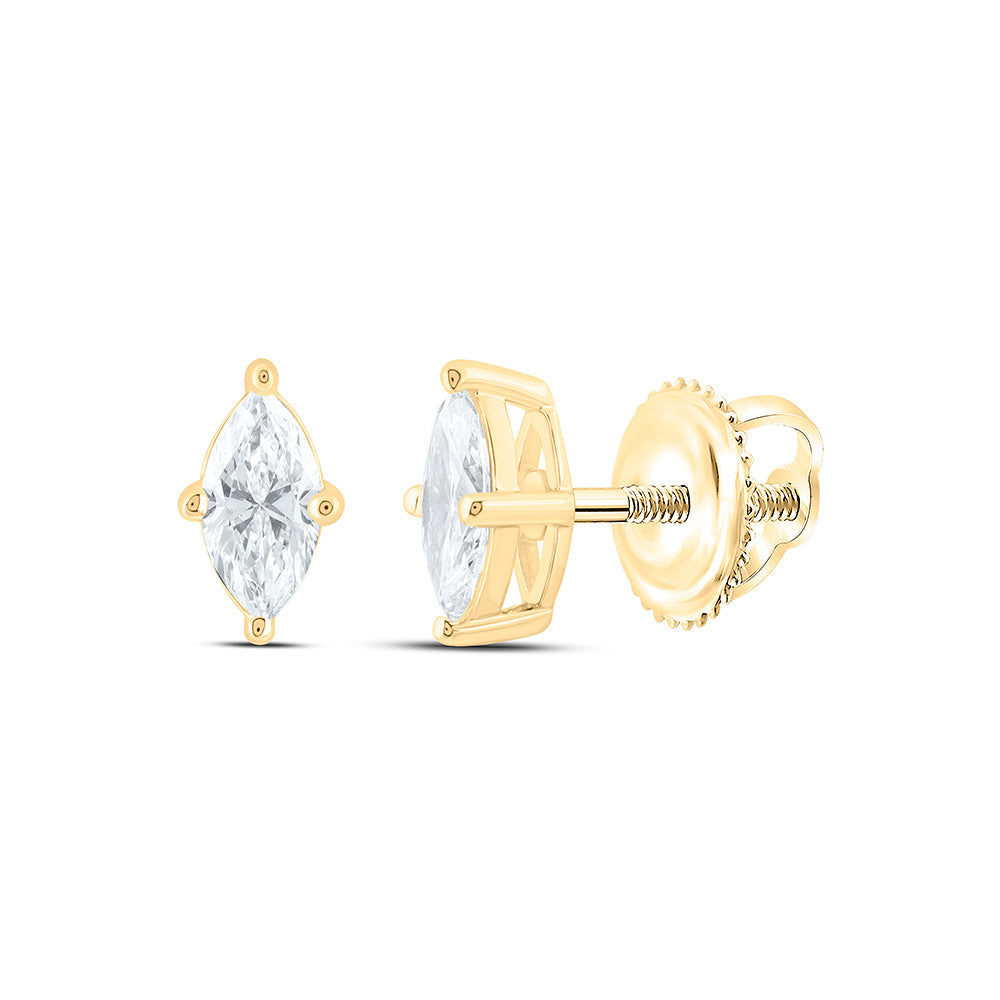 14k Yellow Gold 0.5 CTW Lab Grown Diamond Marquise Solitarie Stud Earrings