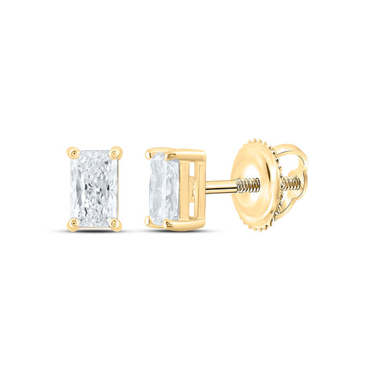14k Yellow Gold 0.5 CTW Lab Grown Diamond Radiant Solitarie Stud Earrings