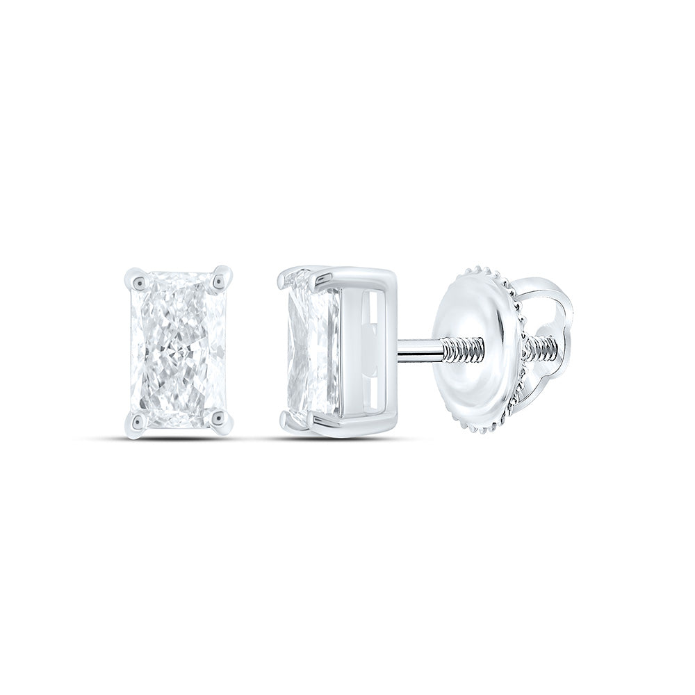 14k White Gold 0.625 CTW Lab Grown Diamond Radiant Solitarie Stud Earrings
