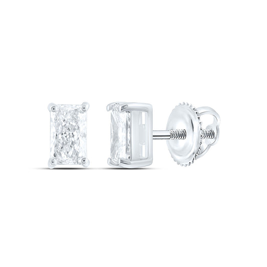 14k White Gold 0.625 CTW Lab Grown Diamond Radiant Solitarie Stud Earrings