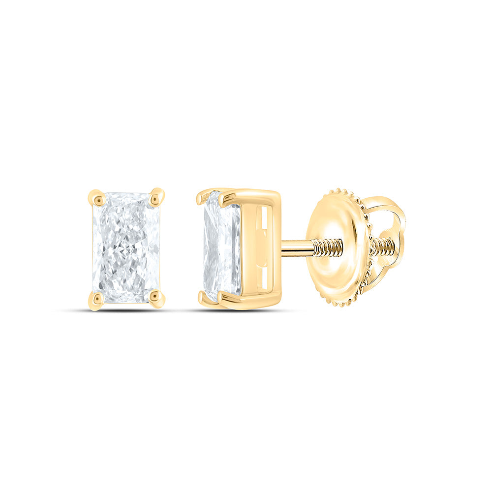 14k Yellow Gold 0.625 CTW Lab Grown Diamond Radiant Solitarie Stud Earrings