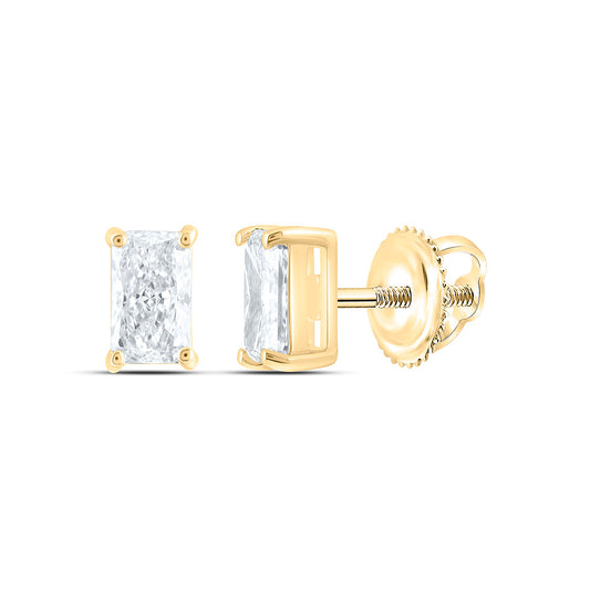 14k Yellow Gold 0.625 CTW Lab Grown Diamond Radiant Solitarie Stud Earrings