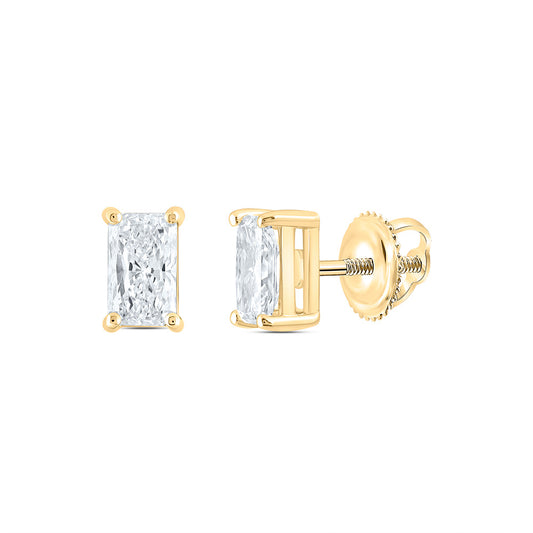 14k Yellow Gold 1.5 CTW Lab Grown Diamond Radiant Solitarie Stud Earrings