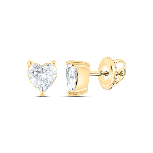 14k Yellow Gold 0.625 CTW Lab Grown Diamond Heart Solitarie Stud Earrings