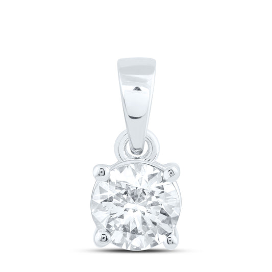 14k White Gold 0.25 CTW Lab Grown Diamond  Round Solitaire Pendant