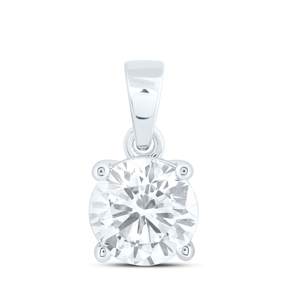 14k White Gold 0.5 CTW Lab Grown Diamond  Round Solitaire Pendant