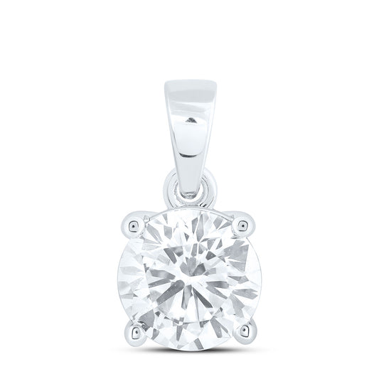 14k White Gold 0.5 CTW Lab Grown Diamond  Round Solitaire Pendant