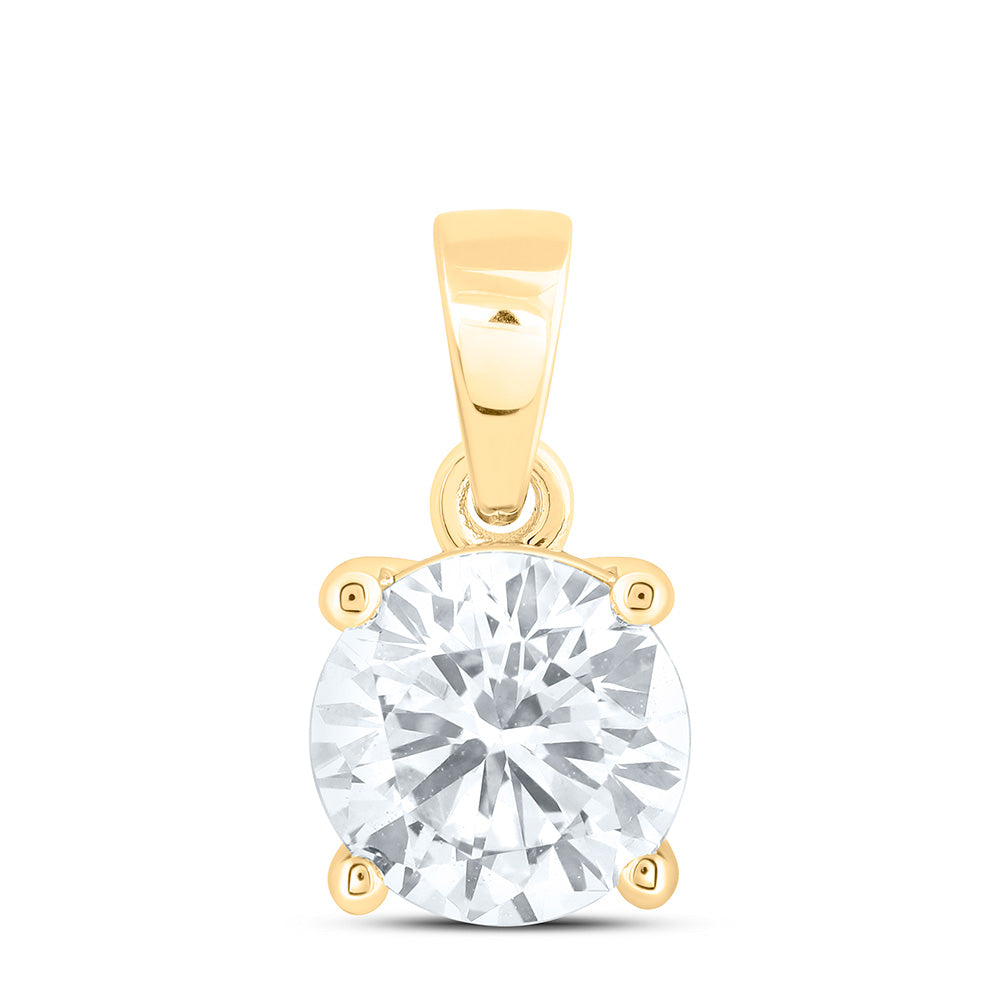 14k Yellow Gold 0.5 CTW Lab Grown Diamond  Round Solitaire Pendant