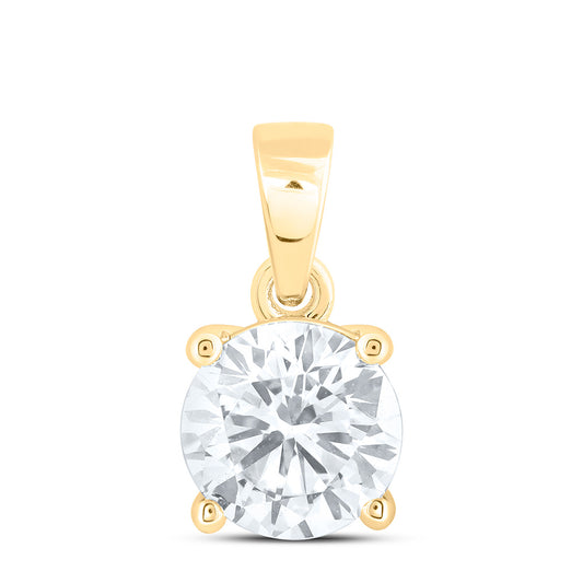 14k Yellow Gold 0.5 CTW Lab Grown Diamond  Round Solitaire Pendant