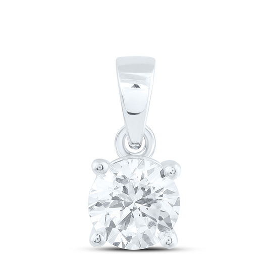 14k White Gold 0.75 CTW Lab Grown Diamond  Round Solitaire Pendant