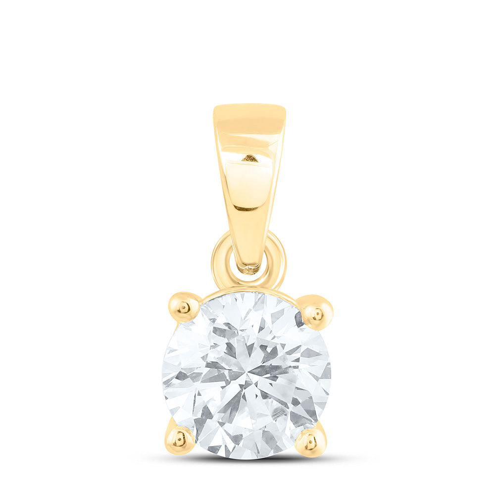 14k Yellow Gold 0.75 CTW Lab Grown Diamond  Round Solitaire Pendant