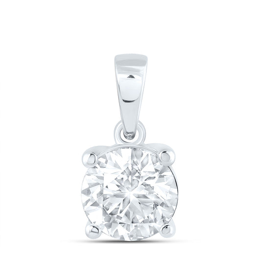 14k White Gold 1 CTW Lab Grown Diamond  Round Solitaire Pendant