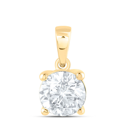 14k Yellow Gold 1 CTW Lab Grown Diamond  Round Solitaire Pendant