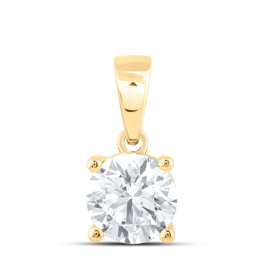 14k Yellow Gold 1.5 CTW Lab Grown Diamond  Round Solitaire Pendant