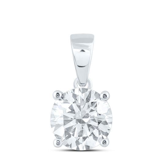 14k White Gold 2 CTW Lab Grown Diamond  Round Solitaire Pendant