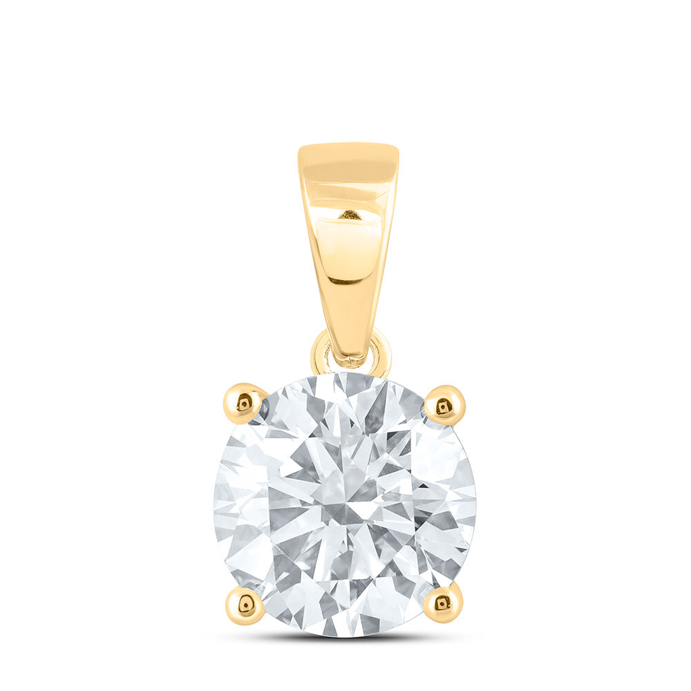 14k Yellow Gold 2 CTW Lab Grown Diamond  Round Solitaire Pendant
