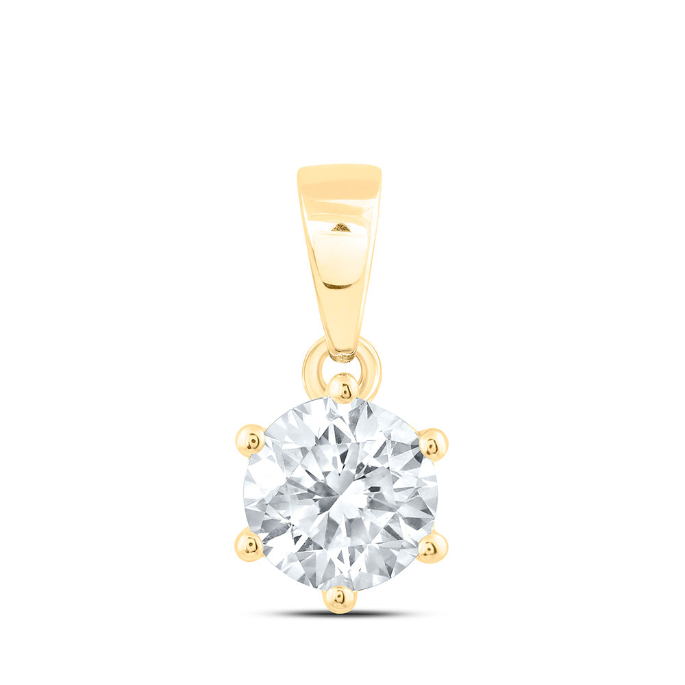 14k Yellow Gold 0.25 CTW Lab Grown Diamond  Round Solitaire Pendant
