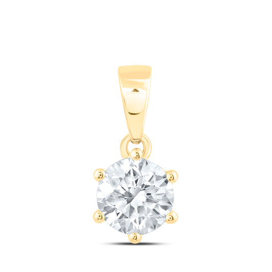 14k Yellow Gold 0.25 CTW Lab Grown Diamond  Round Solitaire Pendant