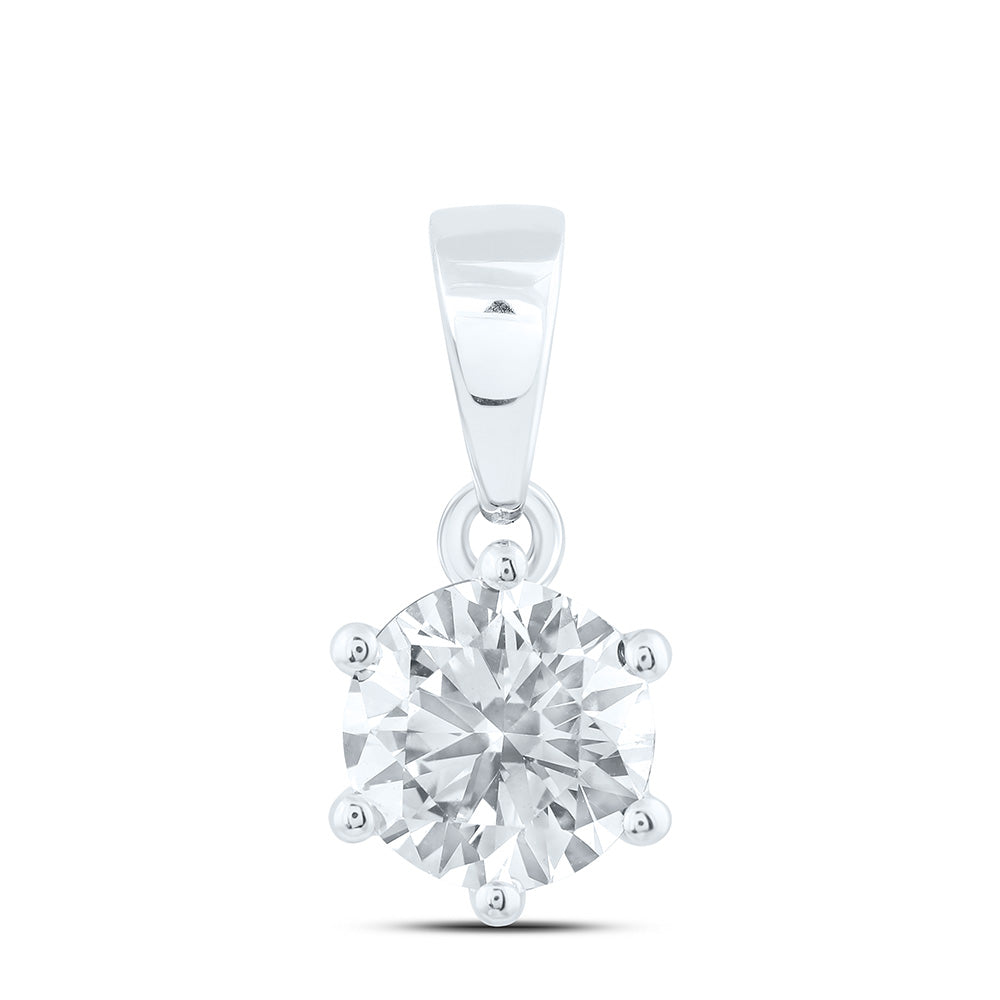 14k White Gold 0.5 CTW Lab Grown Diamond  Round Solitaire Pendant