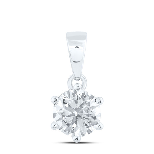 14k White Gold 0.5 CTW Lab Grown Diamond  Round Solitaire Pendant