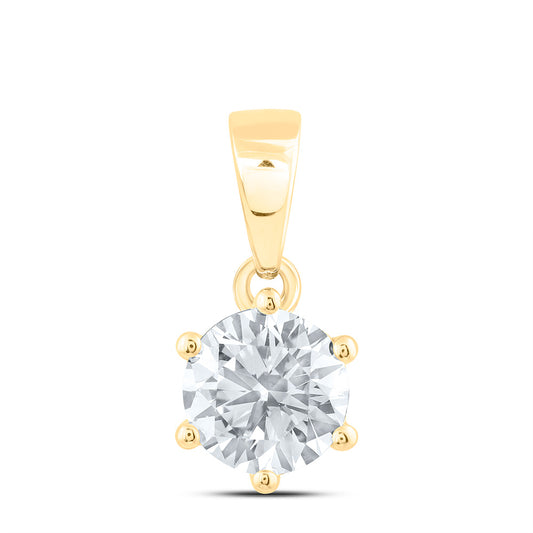 14k Yellow Gold 0.5 CTW Lab Grown Diamond  Round Solitaire Pendant