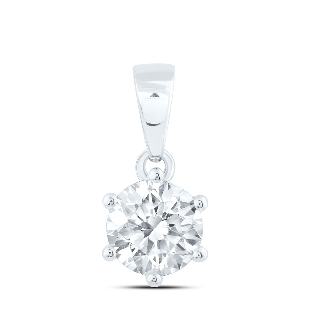 14k White Gold 0.75 CTW Lab Grown Diamond  Round Solitaire Pendant