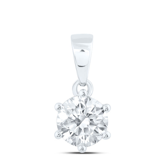 14k White Gold 0.75 CTW Lab Grown Diamond  Round Solitaire Pendant