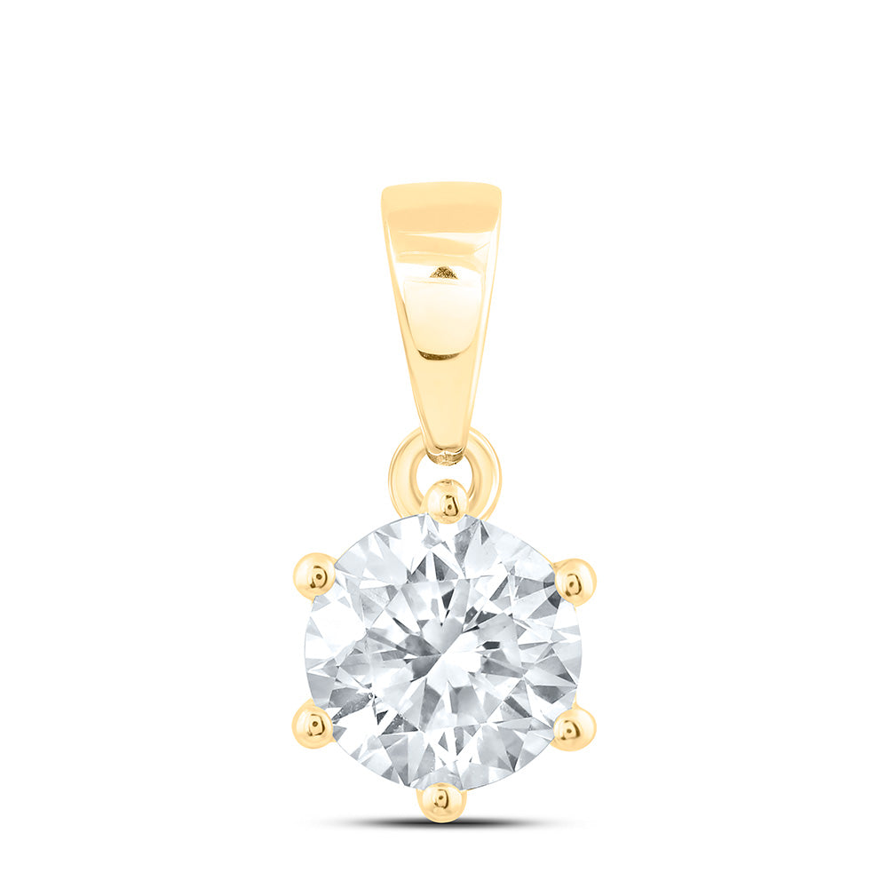 14k Yellow Gold 0.75 CTW Lab Grown Diamond  Round Solitaire Pendant