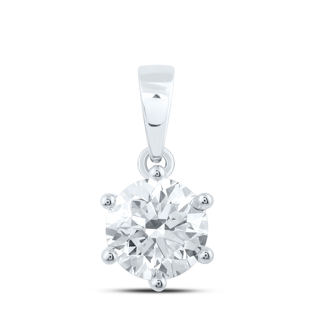 14k White Gold 1.5 CTW Lab Grown Diamond  Round Solitaire Pendant