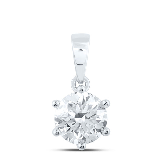 14k White Gold 1.5 CTW Lab Grown Diamond  Round Solitaire Pendant