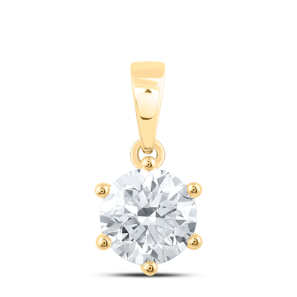 14k Yellow Gold 1.5 CTW Lab Grown Diamond  Round Solitaire Pendant
