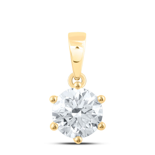 14k Yellow Gold 1.5 CTW Lab Grown Diamond  Round Solitaire Pendant