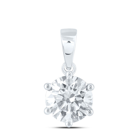 14k White Gold 2 CTW Lab Grown Diamond  Round Solitaire Pendant