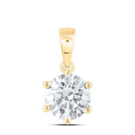14k Yellow Gold 2 CTW Lab Grown Diamond  Round Solitaire Pendant