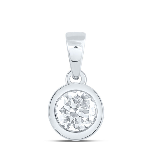 14k White Gold 0.25 CTW Lab Grown Diamond Fashion Bezel Round Solitaire Pendant