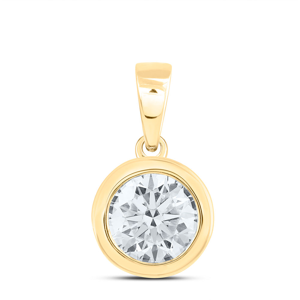 14k Yellow Gold 0.5 CTW Lab Grown Diamond Fashion Bezel Round Solitaire Pendant