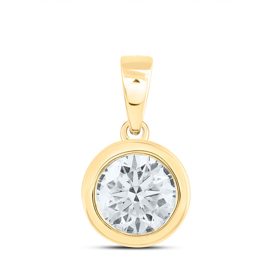 14k Yellow Gold 0.5 CTW Lab Grown Diamond Fashion Bezel Round Solitaire Pendant