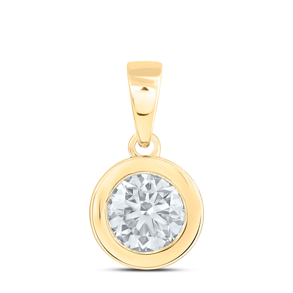 14k Yellow Gold 0.75 CTW Lab Grown Diamond Fashion Bezel Round Solitaire Pendant
