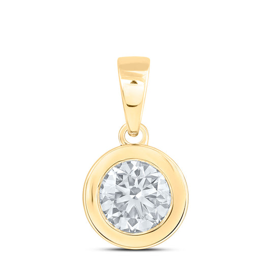 14k Yellow Gold 0.75 CTW Lab Grown Diamond Fashion Bezel Round Solitaire Pendant