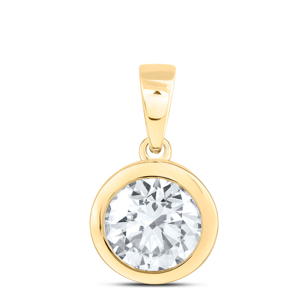 14k Yellow Gold 2 CTW Lab Grown Diamond Fashion Bezel Round Solitaire Pendant