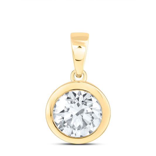 14k Yellow Gold 2 CTW Lab Grown Diamond Fashion Bezel Round Solitaire Pendant
