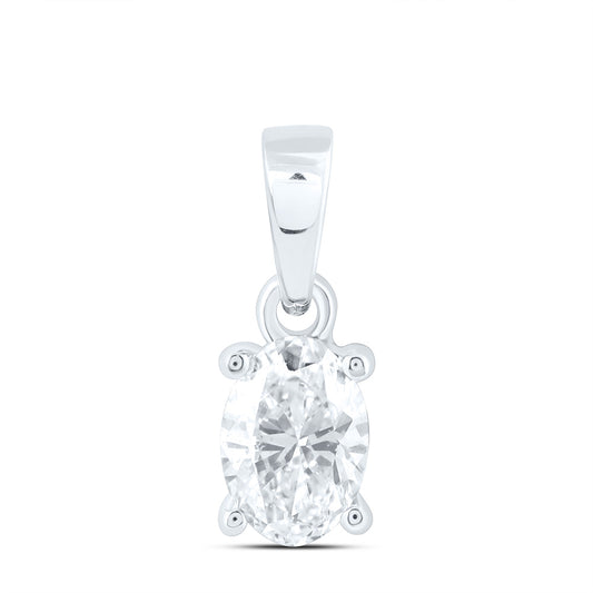14k White Gold 0.5 CTW Lab Grown Diamond  Oval Solitaire Pendant