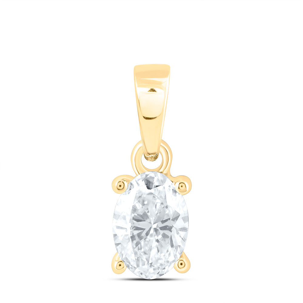 14k Yellow Gold 0.5 CTW Lab Grown Diamond  Oval Solitaire Pendant