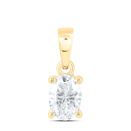 14k Yellow Gold 0.5 CTW Lab Grown Diamond  Oval Solitaire Pendant
