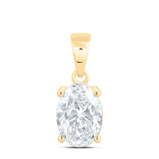 14k Yellow Gold 1 CTW Lab Grown Diamond  Oval Solitaire Pendant