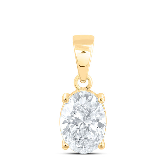 14k Yellow Gold 1.5 CTW Lab Grown Diamond  Oval Solitaire Pendant